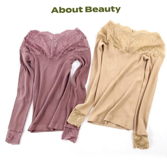 NINI home 18 mùa thu đông đặc biệt ấm áp hàng loạt ren lượn sóng một bên vai đơn giản nữ thanh lịch shop đồ lót 
