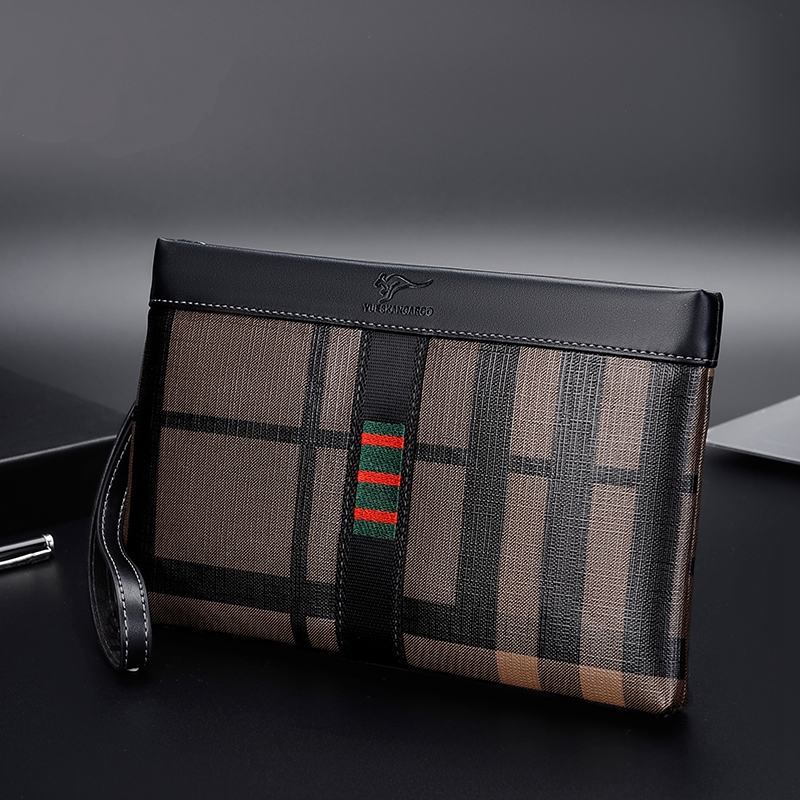 Hong Kong Duty-free Men Genuine Leather Envelope Bag Large Capacity Hand Grab Bag Cow Leather Soft Leather Korean Version Tide Hand Grip Clip Bag