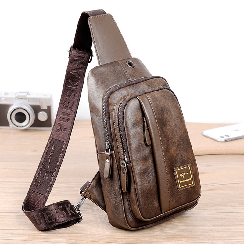 Hong Kong Duty-free Kangaroo Men's Chest Bag Slanted Satchel Niu Leather New Fashion Single Shoulder Bag Casual Men's Bag Tide