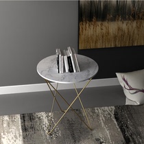 Marble coffee table Simple living room Nordic modern creative small apartment Mini round Wrought iron European-style coffee table side table