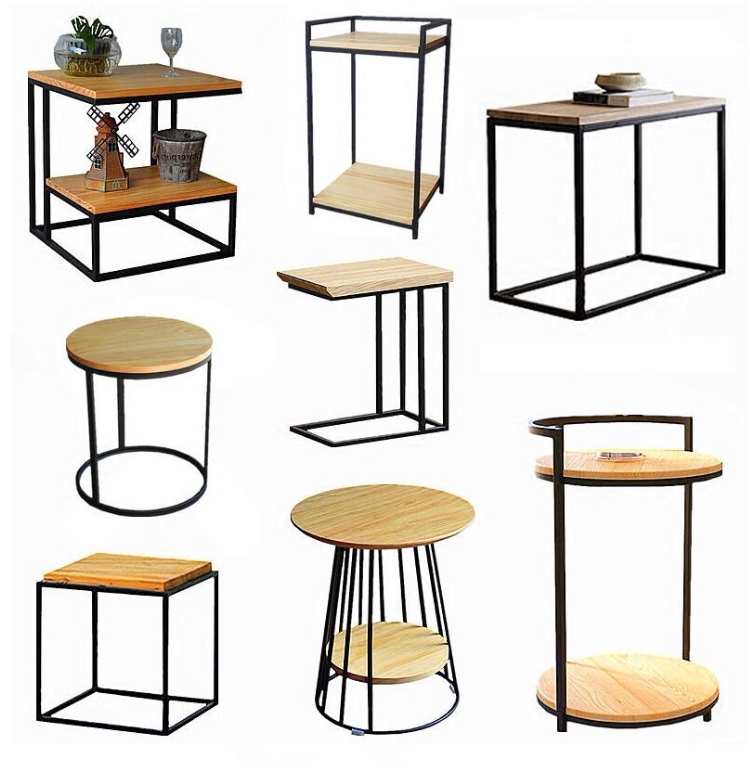 Industrial Wind Iron Art Solid Wood Tea Table Custom Minima Office Living Room Bar Dining Room Milk Tea Shop Table Edge A Few