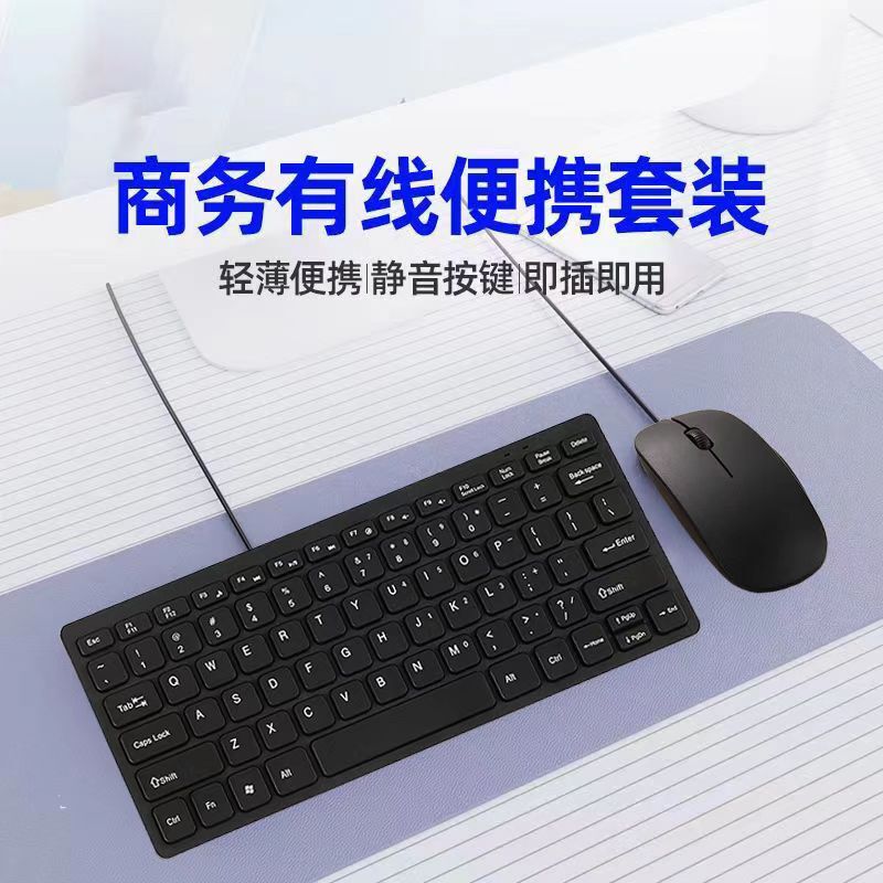Mini Wired Keyboard and Mouse Set External Laptop Ultra-Thin Portable Wired USB Keyboard and Mouse Set