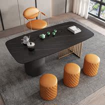 Light luxury Rock board tea table and chair combination kung fu tea set one modern simple household tea table office tea table