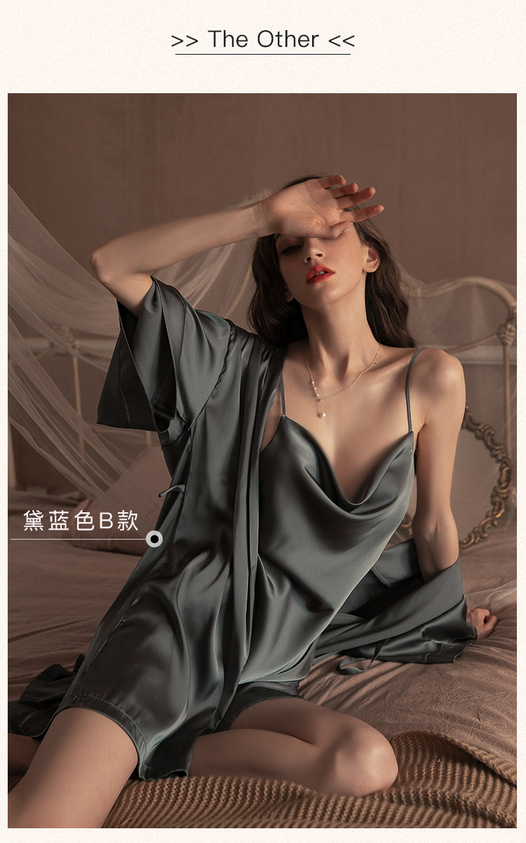 今夕何夕性感睡衣女两件套春秋季吊带睡裙2022年新款真丝套装纯欲详情20