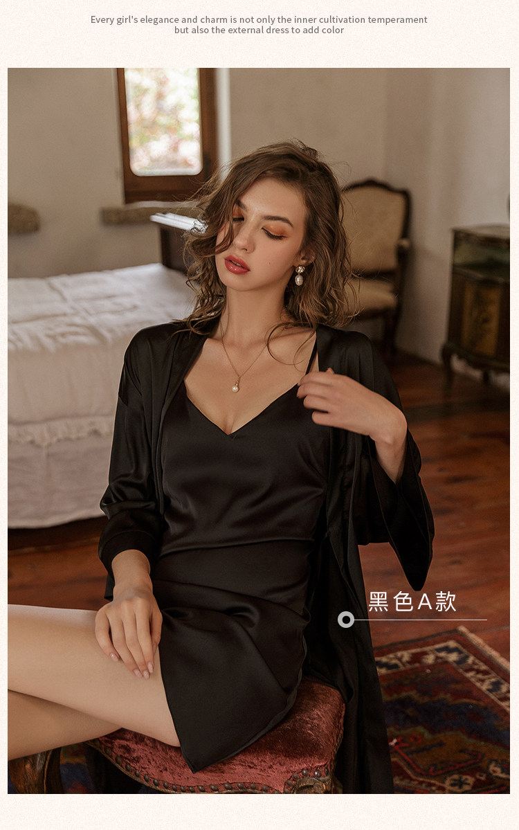 今夕何夕性感睡衣女两件套春秋季吊带睡裙2022年新款真丝套装纯欲详情42