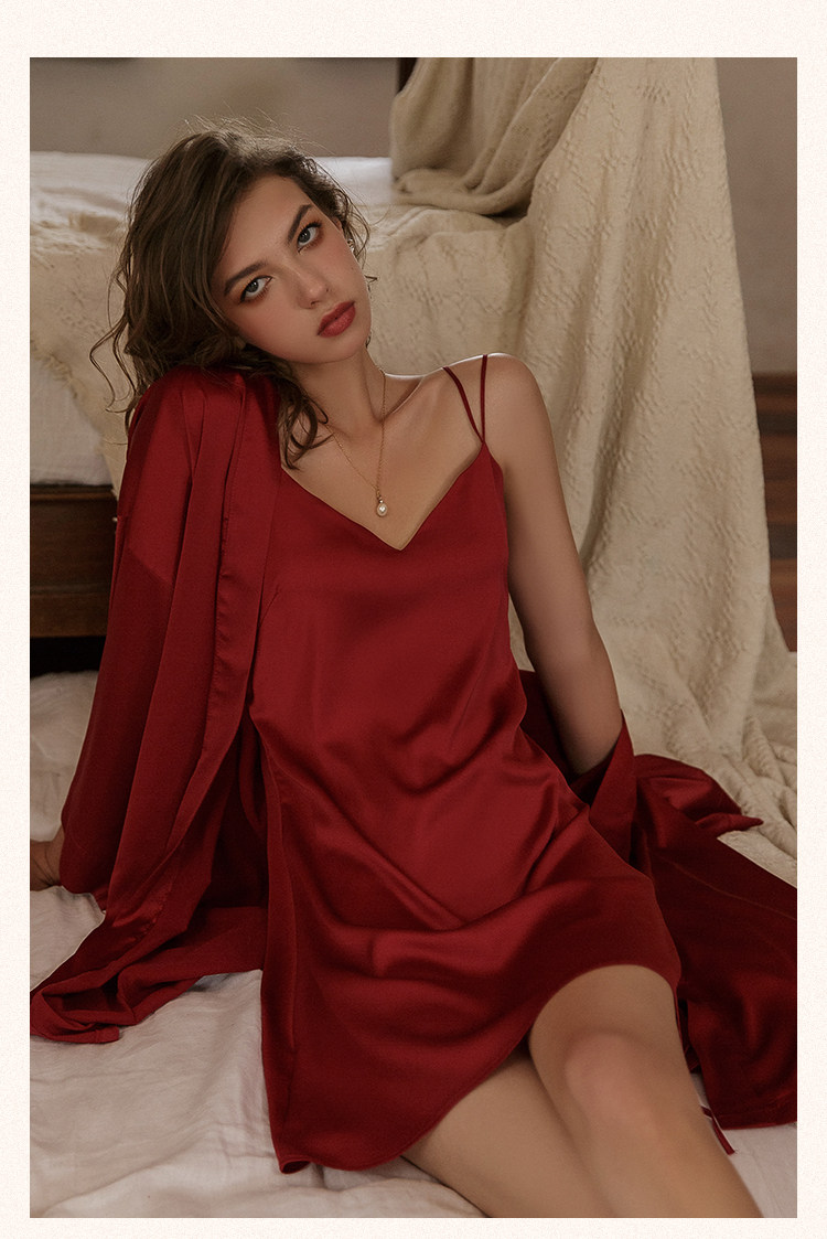 今夕何夕性感睡衣女两件套春秋季吊带睡裙2022年新款真丝套装纯欲详情29