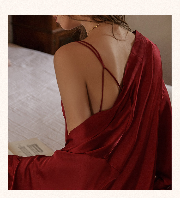 今夕何夕性感睡衣女两件套春秋季吊带睡裙2022年新款真丝套装纯欲详情27