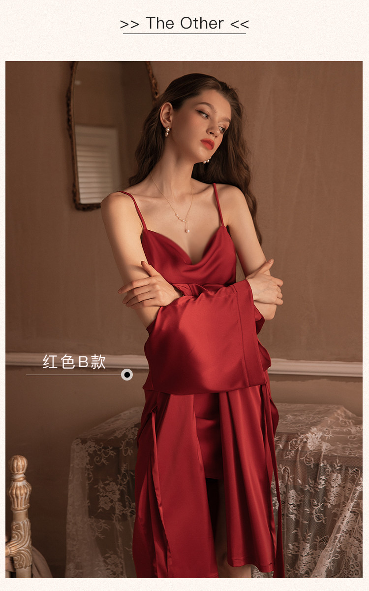 今夕何夕性感睡衣女两件套春秋季吊带睡裙2022年新款真丝套装纯欲详情35