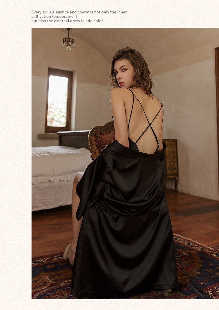 今夕何夕性感睡衣女两件套春秋季吊带睡裙2022年新款真丝套装纯欲详情44