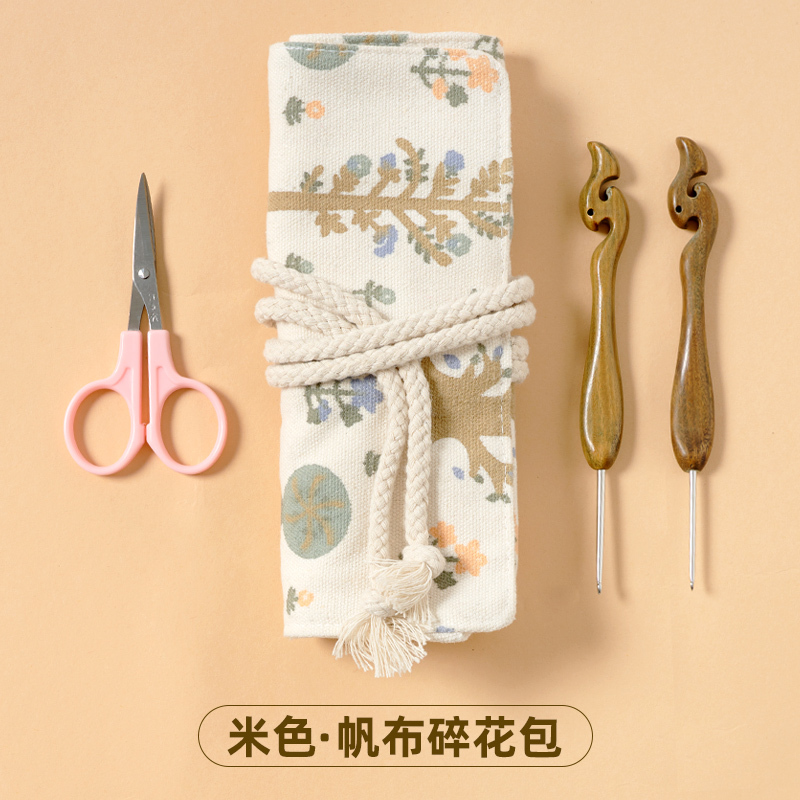 Floral Crochet Bag Knitting Tools Sewing Kit Foldable Storage Bag Fabric Crochet Bag Handmade Bag Crochet Protection Bag