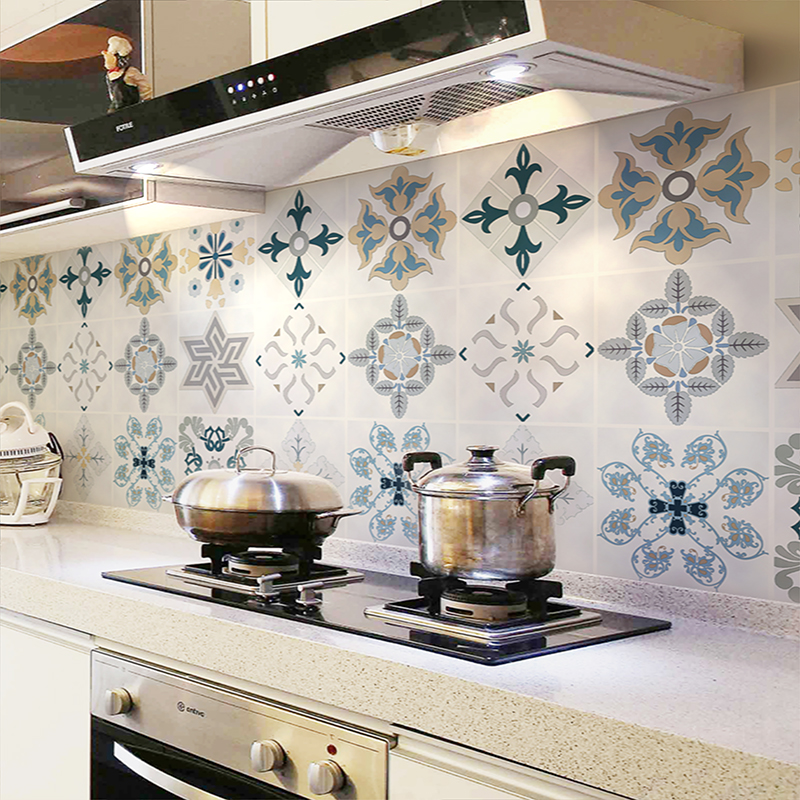 Hearth Kitchen Anti-Oil Stickers Wall Patch Ostyle Makeup Room High Temperature Resistant Wallpaper Waterproof Wallpaper Bathroom Tile Renovation