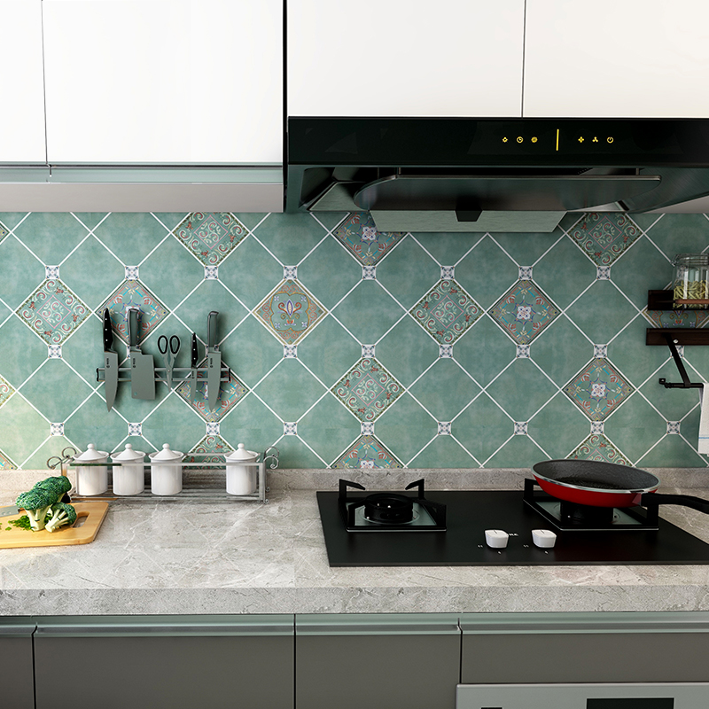 American kitchen anti-oil sticker high temperature resistant hearth applid with waterproof self-adhesive make-up room ground decoration tile wall sticker