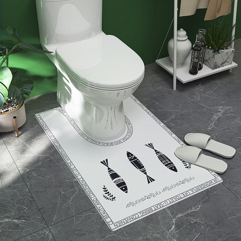 Bathroom Makeup room Toilet Ground Mat PVC Non-slip Cartoon Creative Toilet U Type Footbed Waterproof Modern Minimis