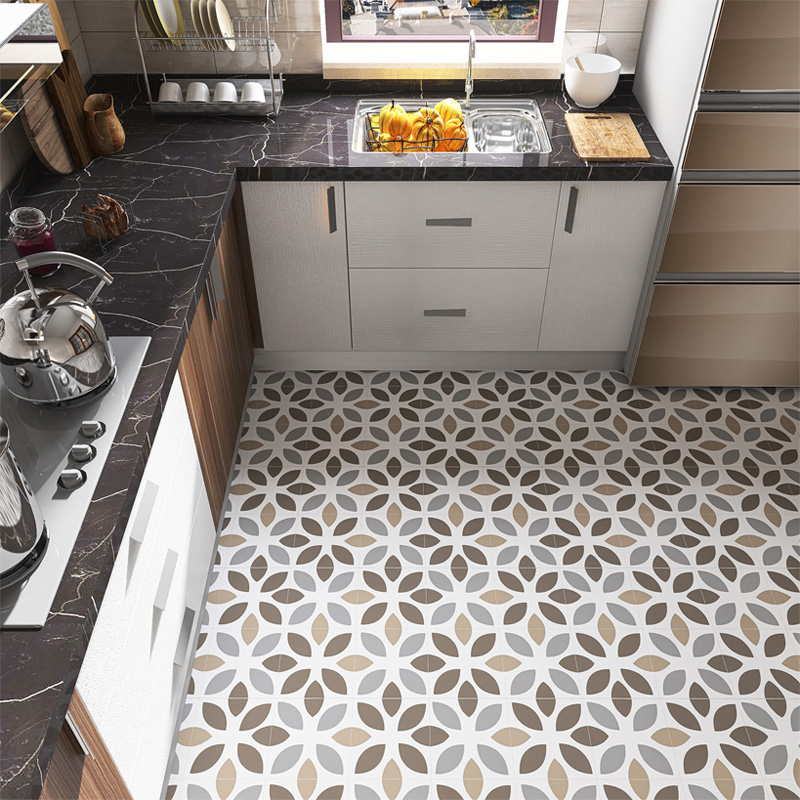 Makeup Room Small Floral Brick Flooring Stickers Tile Ground Bathroom Kitchen Waterproof Non-slip Floor Sticker Self-adhesive modern minimalist