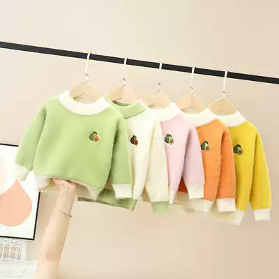 Children's sweater mink velvet thickened 2020 Autumn and Winter new boys and girls baby pullover sanitary clothes fresh round neck sweater