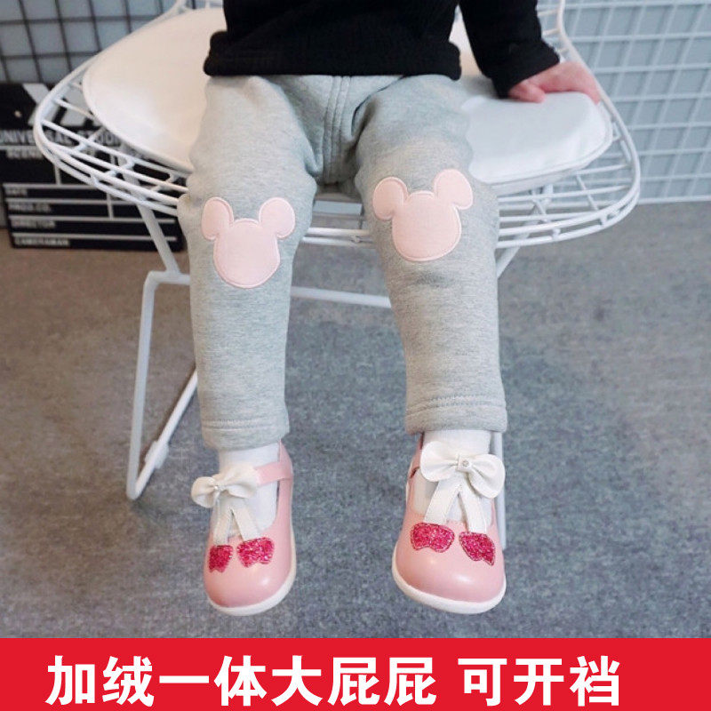Baby gush big fart inner lap pants baby pants girl autumn and winter children pure cotton thin suede one-piece pants to open gear