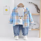 Детская хлопковая осенняя рубашка для мальчиков, 1-10 лет