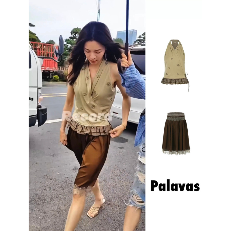 Palavas Officially Authorized Special Price 26 Spring/Summer Zhong Chuxi Same Style Saree-Inspired V-Neck Vest Women's Top Palavas Officially Authorized Special Price 26 Spring/Summer Zhong Chuxi Same Style Saree-Inspired V-Neck Vest Women's Top