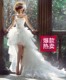 Free shipping wedding dress 2021 new bride main wedding dress short before and long wedding dress trailing wedding dress lace wedding dress fluffy yarn