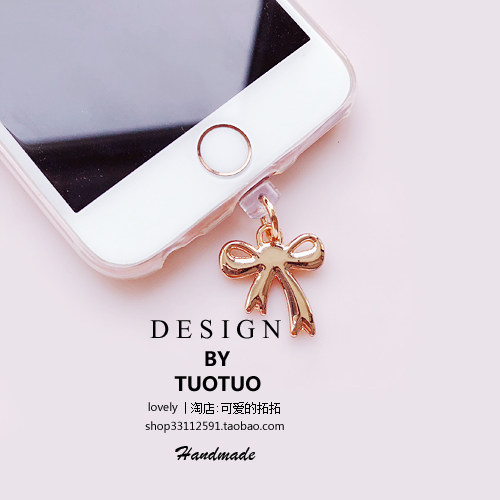 Ultra cute teenage girl hearts cute butterfly knot mobile phone anti-dust plug headphone hole charging mouth pendant mobile phone pendant typec