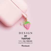 South Korea Small Clear New Flowers Strawberry Cute Airpods Hanging Accessories Protective Sleeve Key Button Pendant Pendant Rope s pendant