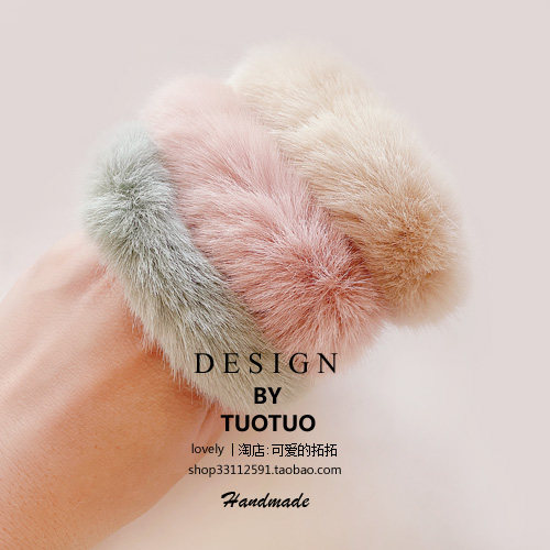 New cute plush hair ring hair circle day series 100 hitchhiking adorned children rubber gluten hair Circle girl pellet head pony-tailed fattening