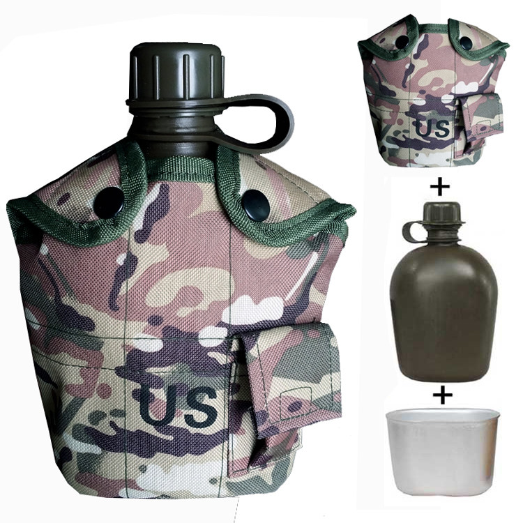 Outdoor military fan CP camouflage drinking kettle box package Travel tactical army training US Army kettle water cup men