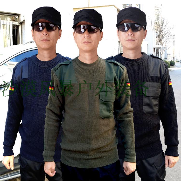 German Army Brand New Military Fan Black, Army Green, Navy Blue Outdoor Knitted Pullover Sweater, Woolen Workwear Sweater for Men