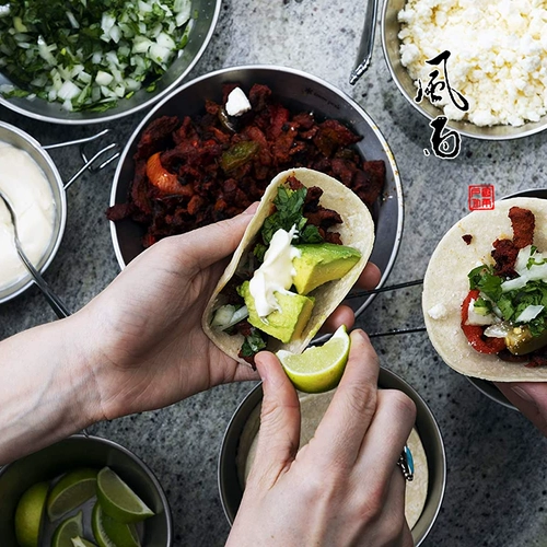 Японская снежная пик из нержавеющей стали блюдо блюдо из чаши для еды блюда, открытая посуда для кемпинга многопользовательская посуда TW-021