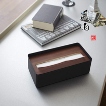 Japan Yamazaki industrial YAMAZAKI napkin box Paper towel storage box natural wood cover