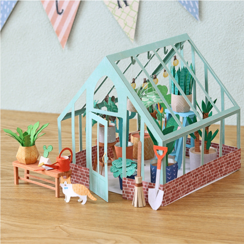 Origami Model Greenhouse/Flower House/Small Garden Plant House Scene DIY Handmade Assembled 3D Desktop Decoration Origami Model Greenhouse/Flower House/Small Garden Plant House Scene DIY Handmade Assembled 3D Desktop Decoration