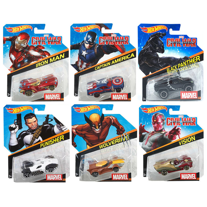 Hot Wheels Marvel Comics Character Small Sports Car Model Toy Alloy Avengers Iron Man Captain America