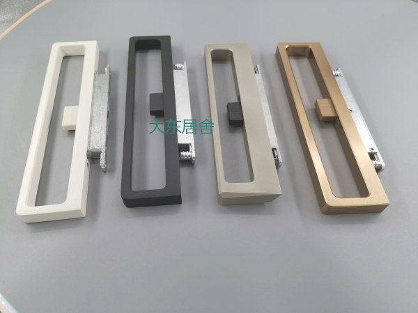 Minimalist narrow side moving door handle lock double hook lock enamel white black wire drawing bronze porcelain swimming grey thin thick handle lock