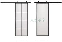 Zhengzhou custom-made crane rail sliding door minimalist narrow edge glass sliding door hanging sliding door monorail side eight grid door