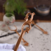 Handmade exquisite bamboo carving tea cup and fork anti-scalding pot and fork bamboo cup holder and saucer Kung Fu solid wood tea set tea ceremony spare parts