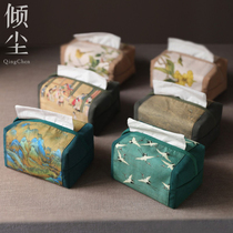 Milliers de kilomètres de montagnes Cloth Art Ancien Vent Pays Peinture Green Tissue Box Handmade Cotton Linen Paper Towels Tucked Paper Bag Crammy Paper