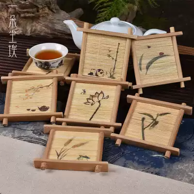 Kung Fu coaster Square tea mat Teacup holder Chinese style Bamboo tea set Pot mat Zen bamboo mat Tea mat accessories