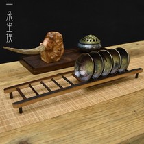 Small ladder cup holder Japanese tea cup storage rack Drain cup holder Solid wood teacup holder Household tea ceremony