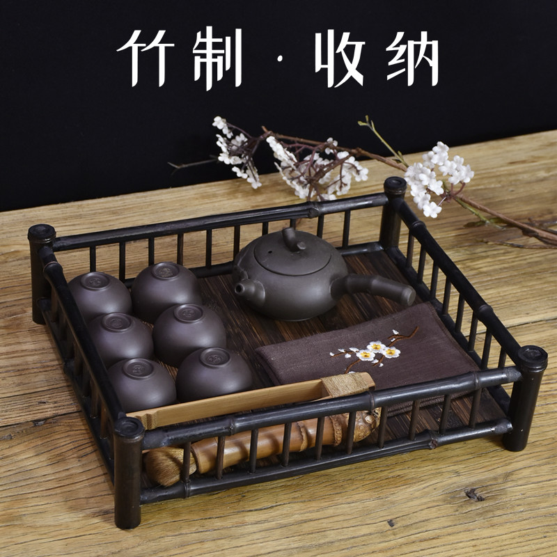 Bamboo tea rack Zizhu storage frame Tea set storage plate Cup holder Tea cup rack Japanese tea Ceremony storage rack