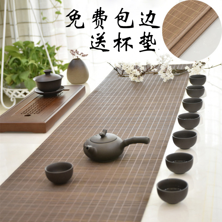 Bamboo tea mat Bamboo mat Tea curtain Chinese Zen table flag Heat insulation tea mat Placemat Gongfu Tea Road Super long bamboo mat custom