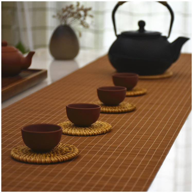 Japanese-style bamboo tea mat Bamboo mat Tea cup mat Tea table table flag Bamboo curtain Tea tablecloth Tea ceremony six gentlemen bamboo mat custom