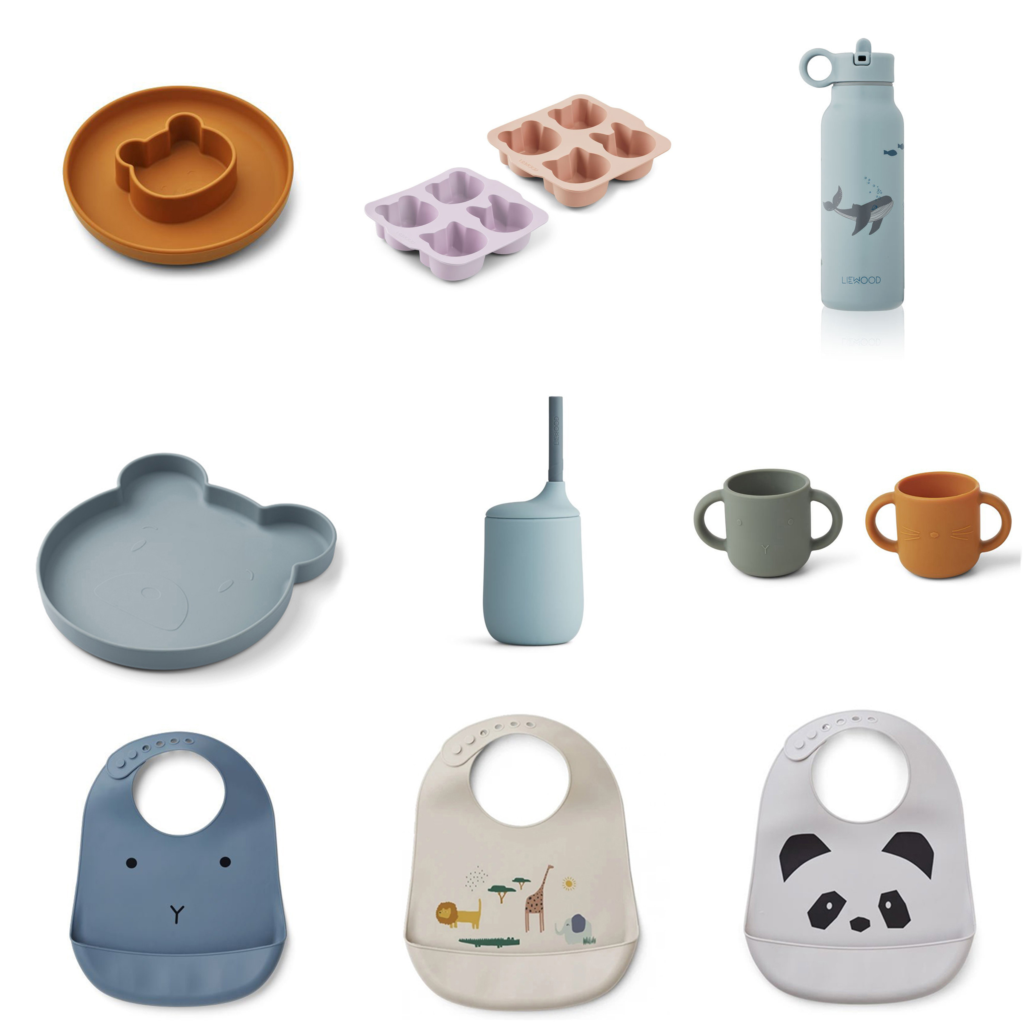 Defective products are picked up and leaked ① ) Denmark liewood baby food supplement silicone bowl bib straw cup non-refundable