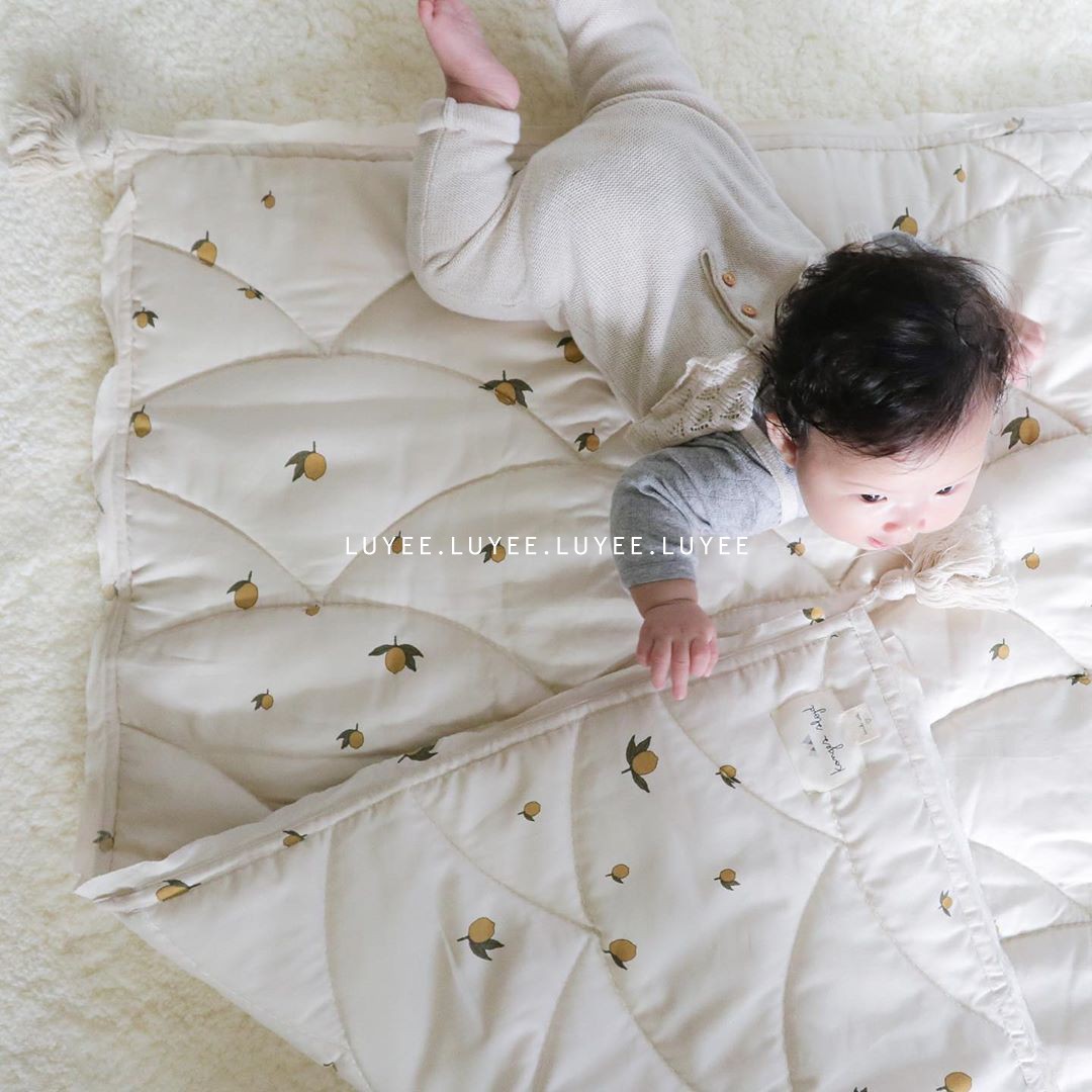 Finally arrived) Danish konges slojd baby blanket mattress fringe blanket lemon for infants