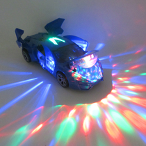 Childrens toy car electric car 360-degree rotating glare with music automatic door opening popular model toy