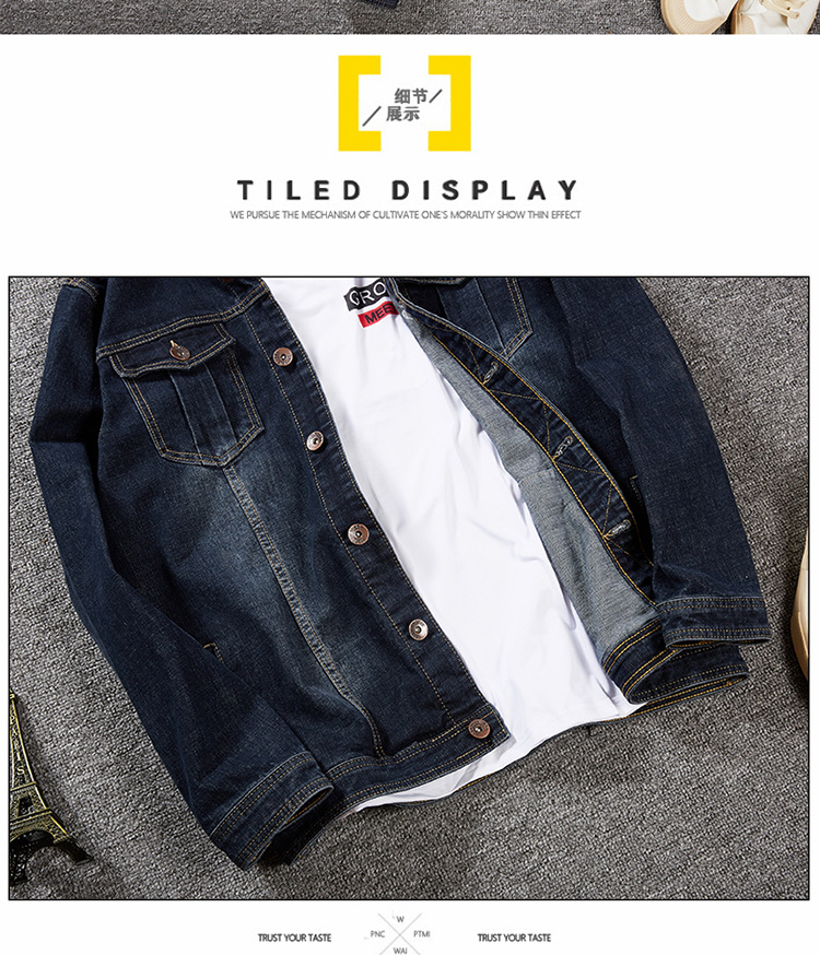 Mùa thu mới kích thước lớn nam áo khoác denim trùm đầu cộng với phân bón tăng chất béo áo khoác chất béo áo khoác 8XL áo bomber
