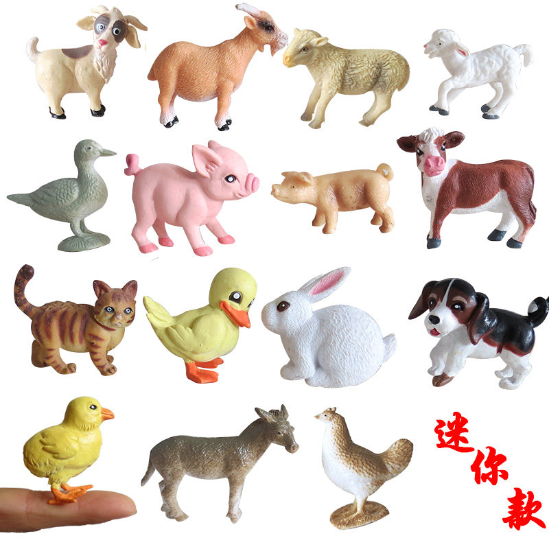 Mini simulation small animal model children toy chicken duck donkey rabbit and other poultry teaching props baby toys