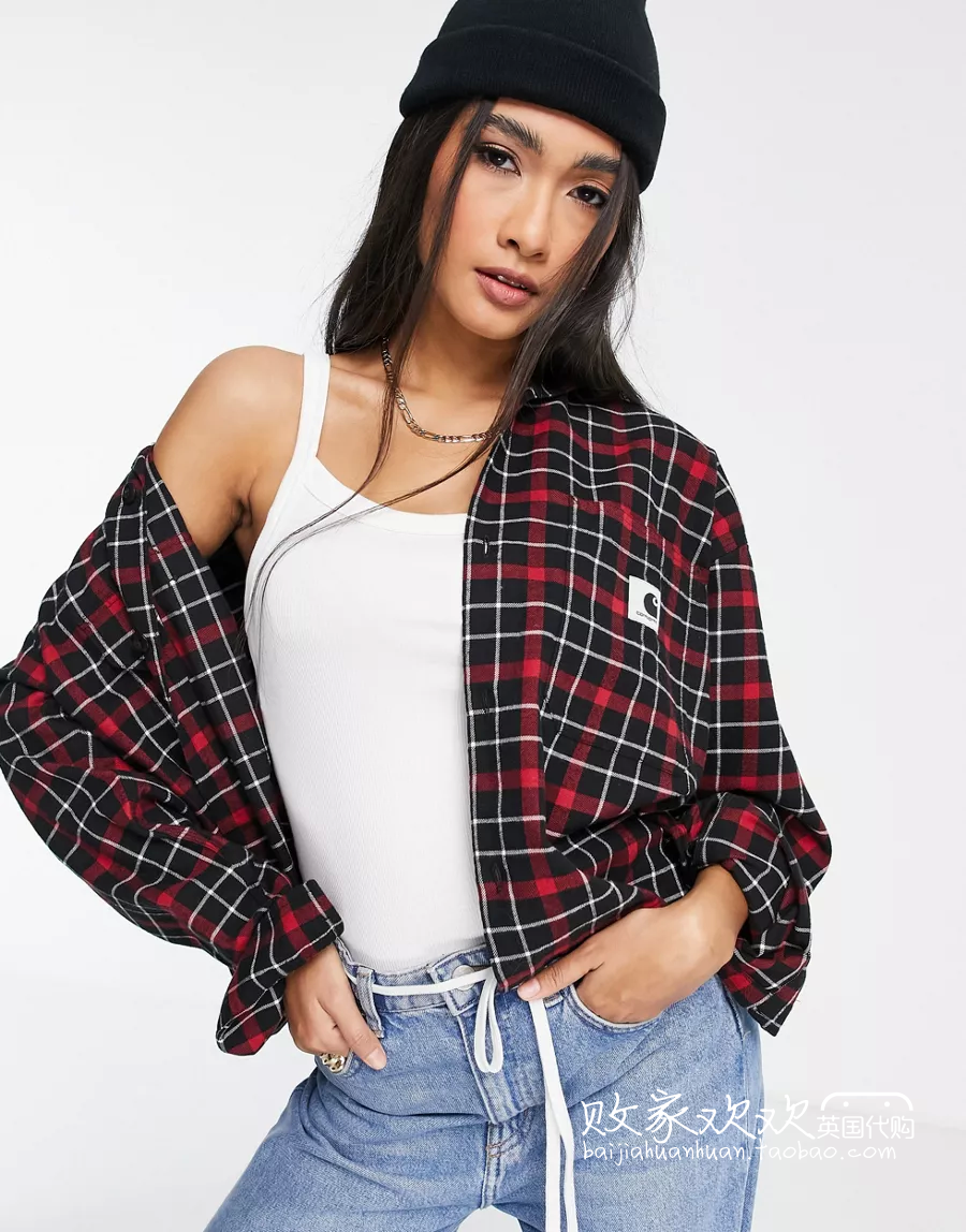 10 10 23 2021 2021 point to women's new flip-collar plaid slim 100 lap shirt