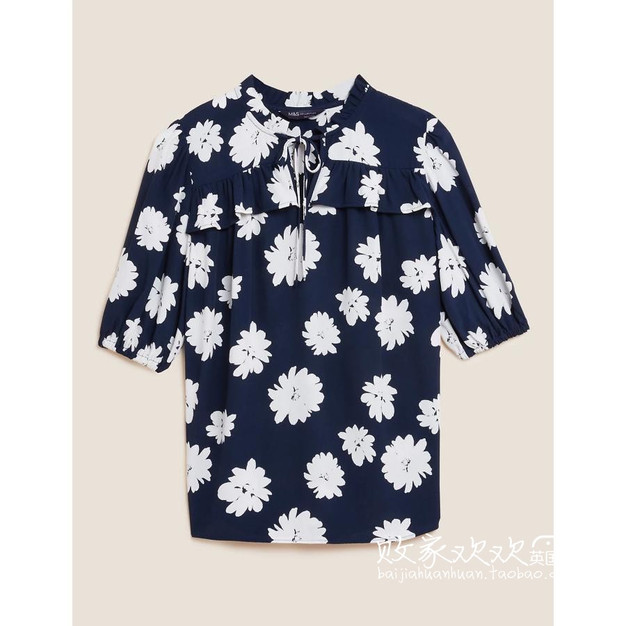 UK 03 04 pint MS women's dress new fashion printed loose comfort 100 hitch shirt