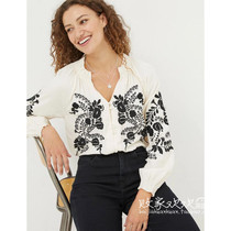 UK 08 13 Famous Brand ER 23 Womens New Autumn Embroidered Light Color Long Sleeve Shirt