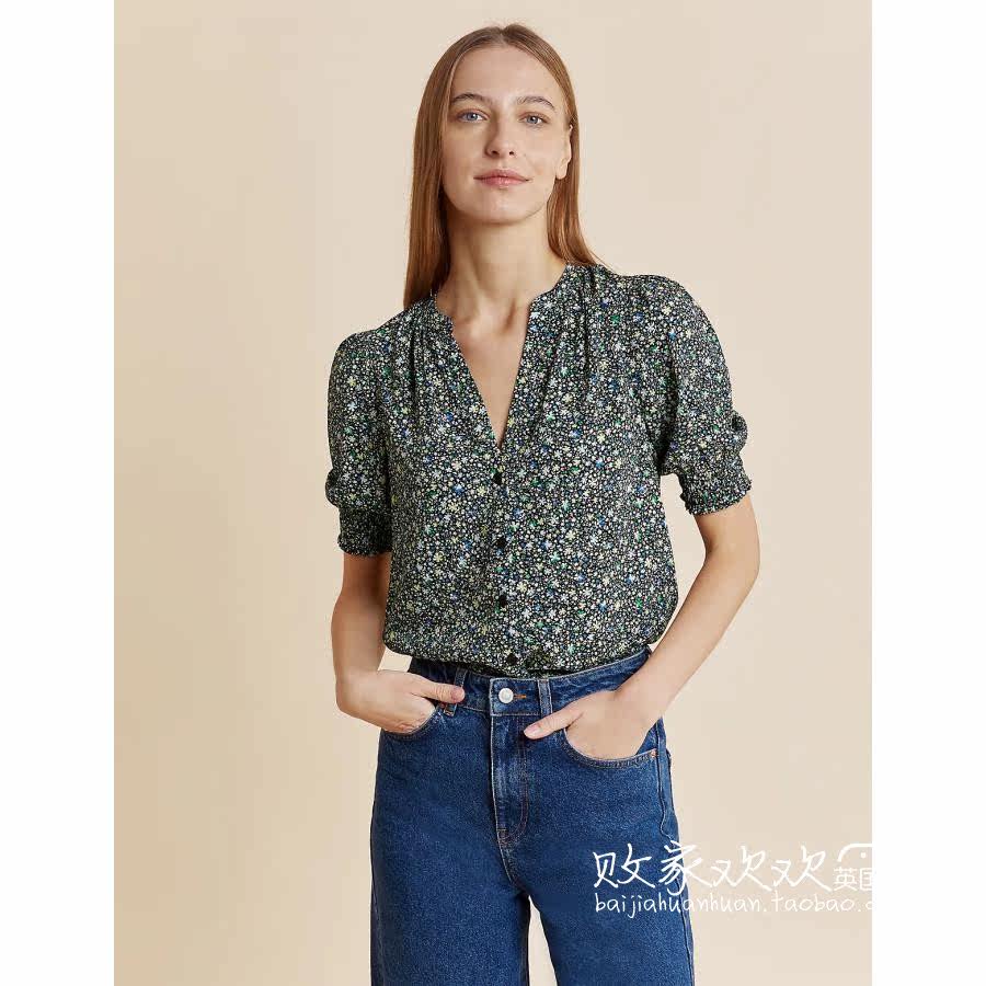 UK 03 23 - Famous MS 23 - Womens New Fashion Breaded Flowers Short Sleeves and Shirts